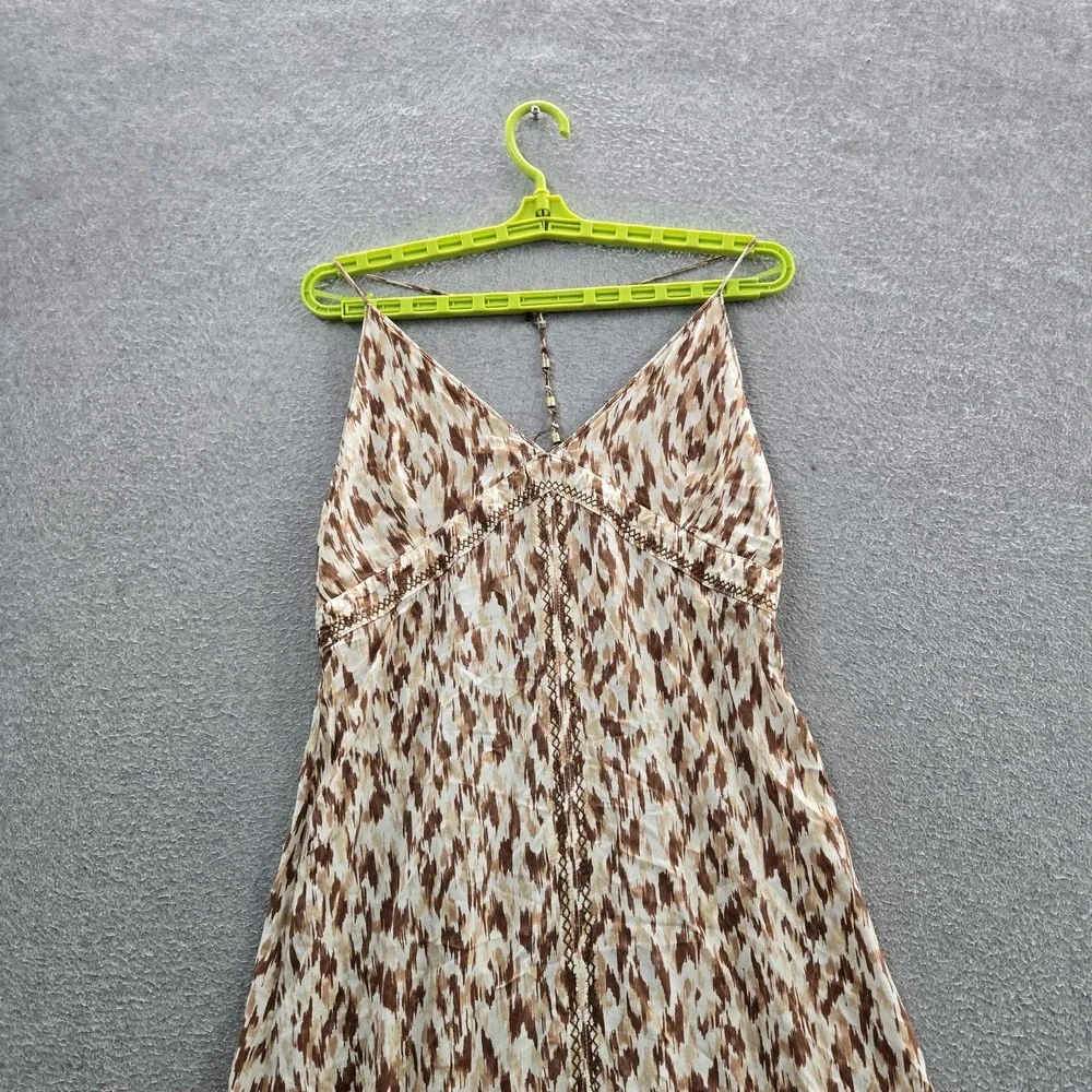 Aerie Women Dress L Brown Geometric Maxi Sundress Cottagecore Strap Sleeveless - Picture 6 of 11